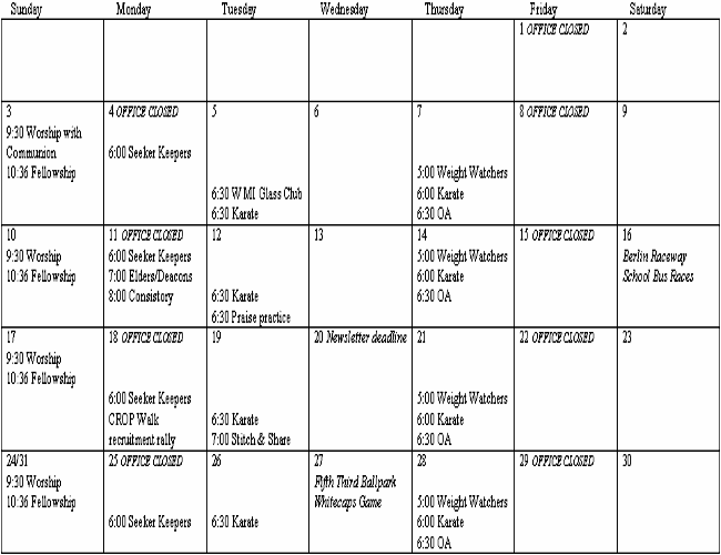 August 2008 Calendar
