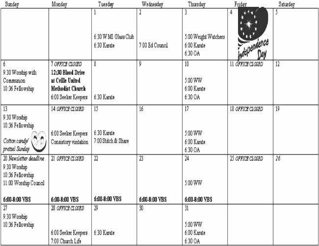 July 2008 Calendar