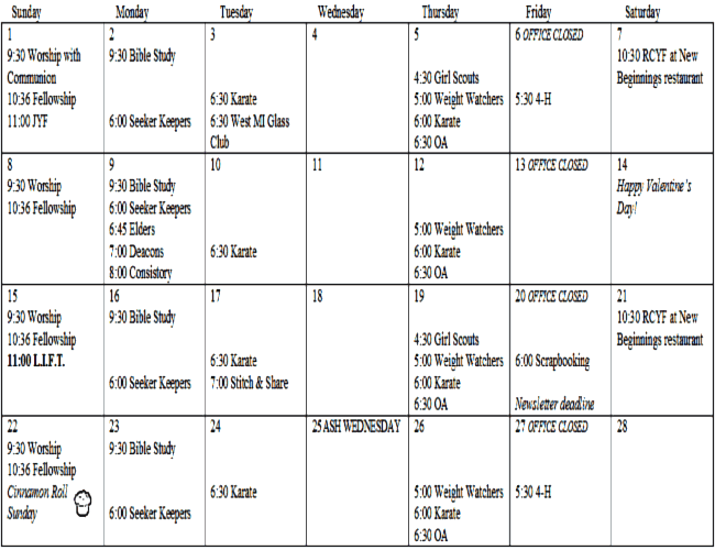 February 2009 Calendar