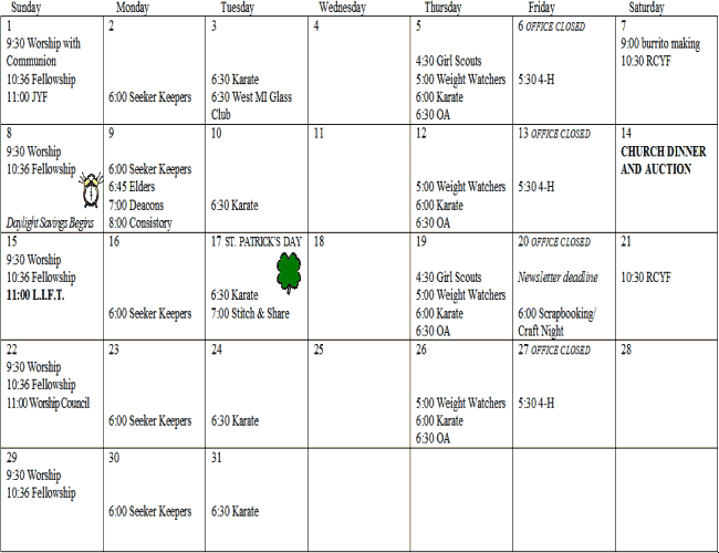 March 2009 Calendar
